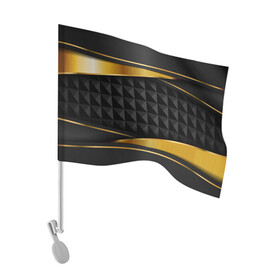 Флаг для автомобиля с принтом 3D luxury black gold Плиты 3Д в Тюмени, 100% полиэстер | Размер: 30*21 см | luxury | versace | vip | абстракция | версаче | вип | паттерн | роскошь | текстуры