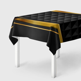 Скатерть 3D с принтом 3D luxury black gold Плиты 3Д в Тюмени, 100% полиэстер (ткань не мнется и не растягивается) | Размер: 150*150 см | Тематика изображения на принте: luxury | versace | vip | абстракция | версаче | вип | паттерн | роскошь | текстуры