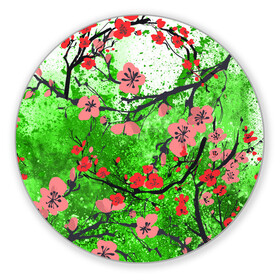 Коврик для мышки круглый с принтом Сакура | Sakura (Z) в Тюмени, резина и полиэстер | круглая форма, изображение наносится на всю лицевую часть | chery | flowers | japan | roses | sakura | вишнёвый цвет | вишня | растения | розы | ромашка | сакура | тюльпаны | хана | ханами | цветы | цветы сакуры | япония