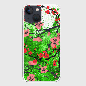Чехол для iPhone 13 mini с принтом Сакура | Sakura (Z) в Тюмени,  |  | Тематика изображения на принте: chery | flowers | japan | roses | sakura | вишнёвый цвет | вишня | растения | розы | ромашка | сакура | тюльпаны | хана | ханами | цветы | цветы сакуры | япония