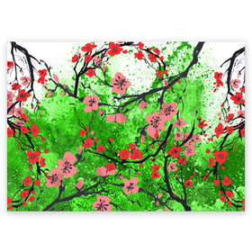 Поздравительная открытка с принтом Сакура | Sakura (Z) в Тюмени, 100% бумага | плотность бумаги 280 г/м2, матовая, на обратной стороне линовка и место для марки
 | chery | flowers | japan | roses | sakura | вишнёвый цвет | вишня | растения | розы | ромашка | сакура | тюльпаны | хана | ханами | цветы | цветы сакуры | япония
