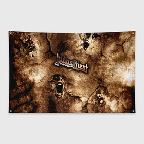 Флаг-баннер с принтом JUDAS PRIEST SCREAM в Тюмени, 100% полиэстер | размер 67 х 109 см, плотность ткани — 95 г/м2; по краям флага есть четыре люверса для крепления | judas priest | гленн типтон | йен хилл | роб хэлфорд | скотт трэвис | хард рок | хеви метал
