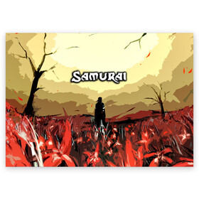 Поздравительная открытка с принтом SAMURAI PROJECT RED в Тюмени, 100% бумага | плотность бумаги 280 г/м2, матовая, на обратной стороне линовка и место для марки
 | Тематика изображения на принте: 2077 | cd projekt red | cyberpunk | cyberpunk 2077 | game | samurai | арт | будущее | видеоигра | игра | киберпанк | киберпанк 2077 | киборг | киборги