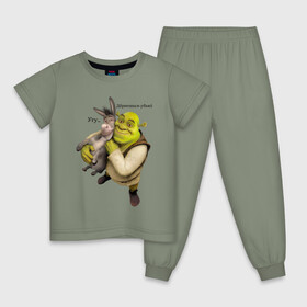 Детская пижама хлопок с принтом Shrek-Donkey в Тюмени, 100% хлопок |  брюки и футболка прямого кроя, без карманов, на брюках мягкая резинка на поясе и по низу штанин
 | dreamworks | shrek | арт | лого | мультфильм | постер | шрек