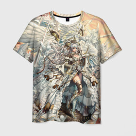 Мужская футболка 3D с принтом Anime angel в Тюмени, 100% полиэфир | прямой крой, круглый вырез горловины, длина до линии бедер | anime | art | girl | manga | аниме | арт | девушка | крылья | манга | платье