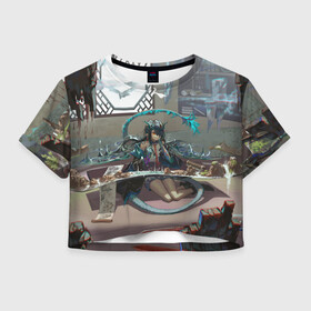 Женская футболка Crop-top 3D с принтом Arknights Clay в Тюмени, 100% полиэстер | круглая горловина, длина футболки до линии талии, рукава с отворотами | anime | arknights | art | girl | manga | аниме | арт | девушка | манга