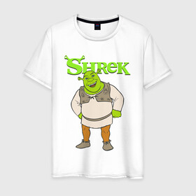 Мужская футболка хлопок с принтом Shrek | Шрек (Z) в Тюмени, 100% хлопок | прямой крой, круглый вырез горловины, длина до линии бедер, слегка спущенное плечо. | dreamworks | shrek | зелёный огр | мульт | мультфильм | приключения