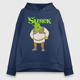 Женское худи Oversize хлопок с принтом Shrek | Шрек (Z) в Тюмени, френч-терри — 70% хлопок, 30% полиэстер. Мягкий теплый начес внутри —100% хлопок | боковые карманы, эластичные манжеты и нижняя кромка, капюшон на магнитной кнопке | dreamworks | shrek | зелёный огр | мульт | мультфильм | приключения