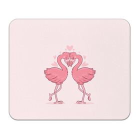 Коврик для мышки прямоугольный с принтом Влюбленные Фламинго в Тюмени, натуральный каучук | размер 230 х 185 мм; запечатка лицевой стороны | love | влюбленные фламинго | любовь | птицы | сердечки