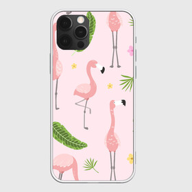 Чехол для iPhone 12 Pro Max с принтом Фламинго в Тюмени, Силикон |  | pink flamingo | листья | птицы | фламинго | цветы