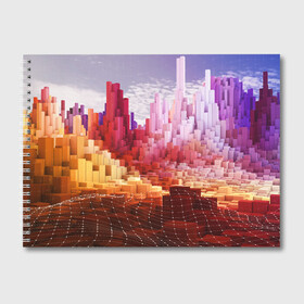 Альбом для рисования с принтом Симуляция города в Тюмени, 100% бумага
 | матовая бумага, плотность 200 мг. | абстракция | геометрия | город | градиент | сетка | симуляция