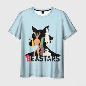 Мужская футболка 3D с принтом All beastars в Тюмени, 100% полиэфир | прямой крой, круглый вырез горловины, длина до линии бедер | anime | beastars | аниме | анимэ | биастарс | бистар | большой серый волк | легоси | хару