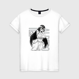 Женская футболка хлопок с принтом Альбедо. Оверлорд в Тюмени, 100% хлопок | прямой крой, круглый вырез горловины, длина до линии бедер, слегка спущенное плечо | albedo | overlord | альбедо | владыка | оверлорд | повелитель | суккуб