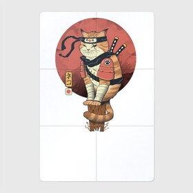 Магнитный плакат 2Х3 с принтом Кот самурай в Тюмени, Полимерный материал с магнитным слоем | 6 деталей размером 9*9 см | кот самурай аниме мем япония китай мечь катаны кот сидит на бревне красок солнце битва