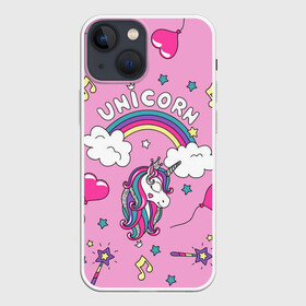 Чехол для iPhone 13 mini с принтом Единорог Радужный в Тюмени,  |  | unicorn | девочке | девчачья | детская | детство | единороги | звездочки | корона | милая | мороженое | пончики | радуга | сладости
