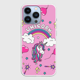 Чехол для iPhone 13 Pro с принтом Единорог Радужный в Тюмени,  |  | unicorn | девочке | девчачья | детская | детство | единороги | звездочки | корона | милая | мороженое | пончики | радуга | сладости