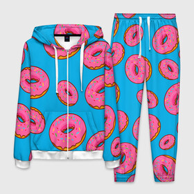 Мужской костюм 3D с принтом Пончики в Тюмени, 100% полиэстер | Манжеты и пояс оформлены тканевой резинкой, двухслойный капюшон со шнурком для регулировки, карманы спереди | еда | круг | кружки | пища | пончики | пончики гомера | симпсоны | цветные пончики