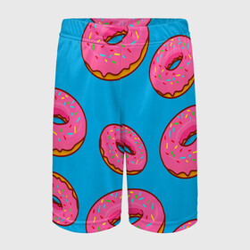 Детские спортивные шорты 3D с принтом Пончики в Тюмени,  100% полиэстер
 | пояс оформлен широкой мягкой резинкой, ткань тянется
 | еда | круг | кружки | пища | пончики | пончики гомера | симпсоны | цветные пончики