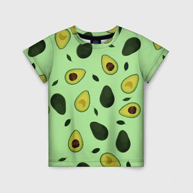 Детская футболка 3D с принтом Авокадо в Тюмени, 100% гипоаллергенный полиэфир | прямой крой, круглый вырез горловины, длина до линии бедер, чуть спущенное плечо, ткань немного тянется | Тематика изображения на принте: avocado | food | fruit | pattern | vegan | vegetarian | авокадо | веган | вегетарианство | еда | зарядка | зелёная | паттерн | правильное питание | фрукт | фрукты