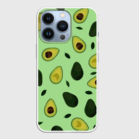 Чехол для iPhone 13 Pro с принтом Авокадо в Тюмени,  |  | Тематика изображения на принте: avocado | food | fruit | pattern | vegan | vegetarian | авокадо | веган | вегетарианство | еда | зарядка | зелёная | паттерн | правильное питание | фрукт | фрукты