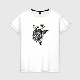 Женская футболка хлопок с принтом The Anarchy Bomb в Тюмени, 100% хлопок | прямой крой, круглый вырез горловины, длина до линии бедер, слегка спущенное плечо | анархия | бомба | знак | птица | цветок | череп