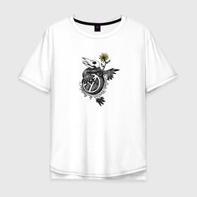 Мужская футболка хлопок Oversize с принтом The Anarchy Bomb в Тюмени, 100% хлопок | свободный крой, круглый ворот, “спинка” длиннее передней части | анархия | бомба | знак | птица | цветок | череп