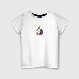 Детская футболка хлопок с принтом Tor Browser в Тюмени, 100% хлопок | круглый вырез горловины, полуприлегающий силуэт, длина до линии бедер | Тематика изображения на принте: onion | tor | tor browser | даркнет | тор | тор браузер