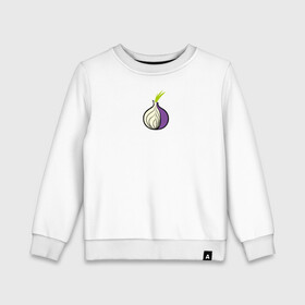 Детский свитшот хлопок с принтом Tor Browser в Тюмени, 100% хлопок | круглый вырез горловины, эластичные манжеты, пояс и воротник | Тематика изображения на принте: onion | tor | tor browser | даркнет | тор | тор браузер