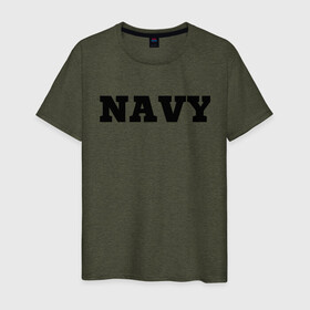 Мужская футболка хлопок с принтом NAVY в Тюмени, 100% хлопок | прямой крой, круглый вырез горловины, длина до линии бедер, слегка спущенное плечо. | Тематика изображения на принте: force | naval | navy | ocean | sea | us | вмф | военно морской | корабль | море | морской | океан | флот