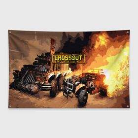 Флаг-баннер с принтом Crossout Online в Тюмени, 100% полиэстер | размер 67 х 109 см, плотность ткани — 95 г/м2; по краям флага есть четыре люверса для крепления | action | crossout | online | tegunvte | выживание | экшен