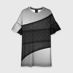 Детское платье 3D с принтом 3D luxury style silver black в Тюмени, 100% полиэстер | прямой силуэт, чуть расширенный к низу. Круглая горловина, на рукавах — воланы | luxury | versace | vip | абстракция | версаче | вип | паттерн | роскошь | текстуры