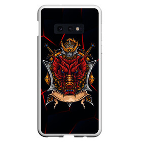 Чехол для Samsung S10E с принтом Красный китайский дракон в Тюмени, Силикон | Область печати: задняя сторона чехла, без боковых панелей | викинг | дракон | китай | китайский дракон | красный дракон | мифология | рыцарь | шлеп