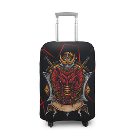 Чехол для чемодана 3D с принтом Красный китайский дракон в Тюмени, 86% полиэфир, 14% спандекс | двустороннее нанесение принта, прорези для ручек и колес | викинг | дракон | китай | китайский дракон | красный дракон | мифология | рыцарь | шлеп