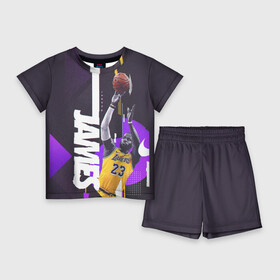 Детский костюм с шортами 3D с принтом Леброн в Тюмени,  |  | basketball | lakers | lebron | media | nba | toplanding | баскетболл | леброн | лейкерс | лого баскетбольных клубов | лос анджелес | нба