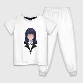 Детская пижама хлопок с принтом БЕЗУМНЫЙ АЗАРТ ЮМЭКО в Тюмени, 100% хлопок |  брюки и футболка прямого кроя, без карманов, на брюках мягкая резинка на поясе и по низу штанин
 | Тематика изображения на принте: ahegao | girl | girls | jabami | japan | kakegurui | senpai | waifu | yumeko | азарт | аниме | ахегао | безумный | вайфу | девушка | игра | карта | карты | манга | семпай | сенпай | тян | тяночка | юми тотобами | юмэко джабами | япония