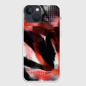 Чехол для iPhone 13 mini с принтом MAY в Тюмени,  |  | abstract | lines | мазки | оранжевое | точки | черное
