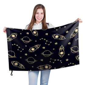 Флаг 3D с принтом космос в Тюмени, 100% полиэстер | плотность ткани — 95 г/м2, размер — 67 х 109 см. Принт наносится с одной стороны | вселенная | звёздный путь | звёзды | космос | небо ночью | планеты | полёт | ракета | созвездие