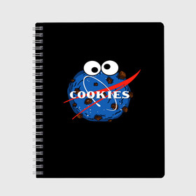 Тетрадь с принтом Cookies в Тюмени, 100% бумага | 48 листов, плотность листов — 60 г/м2, плотность картонной обложки — 250 г/м2. Листы скреплены сбоку удобной пружинной спиралью. Уголки страниц и обложки скругленные. Цвет линий — светло-серый
 | cookies | nasa | астронавт | астрономия | глазки | земля | космос | наса | печенье | печеньки | планета | смайл | спутник