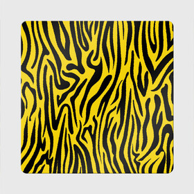 Магнит виниловый Квадрат с принтом Тигровые полоски в Тюмени, полимерный материал с магнитным слоем | размер 9*9 см, закругленные углы | абстракция | зоопринт | орнамент | полоски | полосы | пчелиный | тигровый