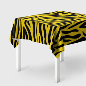 Скатерть 3D с принтом Тигровые полоски в Тюмени, 100% полиэстер (ткань не мнется и не растягивается) | Размер: 150*150 см | Тематика изображения на принте: абстракция | зоопринт | орнамент | полоски | полосы | пчелиный | тигровый