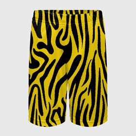 Детские спортивные шорты 3D с принтом Тигровые полоски в Тюмени,  100% полиэстер
 | пояс оформлен широкой мягкой резинкой, ткань тянется
 | Тематика изображения на принте: абстракция | зоопринт | орнамент | полоски | полосы | пчелиный | тигровый