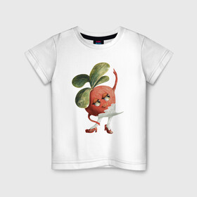 Детская футболка хлопок с принтом Редиска в Тюмени, 100% хлопок | круглый вырез горловины, полуприлегающий силуэт, длина до линии бедер | арт | иллюстрация | красный | овощи | принт | растения | танец