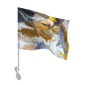 Флаг для автомобиля с принтом FET в Тюмени, 100% полиэстер | Размер: 30*21 см | abstract | feathers | абстракция | желтое | мазки | перья