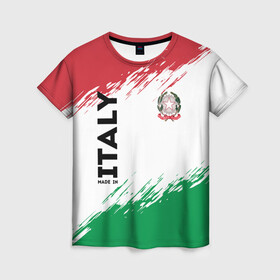 Женская футболка 3D с принтом MADE IN ITALY в Тюмени, 100% полиэфир ( синтетическое хлопкоподобное полотно) | прямой крой, круглый вырез горловины, длина до линии бедер | Тематика изображения на принте: italy | made in italy | герб италии | герб италия | италия | италия герб | италия флаг | италия форма | италия футбол | сделано в италии | флаг италии | флаг италия | форма италии | форма италия