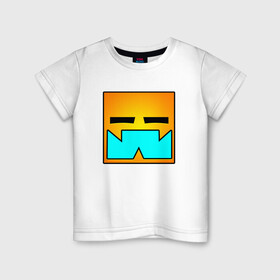 Детская футболка хлопок с принтом Geometry Dash RobTop (Z) в Тюмени, 100% хлопок | круглый вырез горловины, полуприлегающий силуэт, длина до линии бедер | 2d | arcade | game | geometry dash | meltdown | robtop | аркада | геометрический тире | раннер