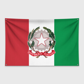Флаг-баннер с принтом ИТАЛИЯ ГЕРБ ITALY EMBLEM в Тюмени, 100% полиэстер | размер 67 х 109 см, плотность ткани — 95 г/м2; по краям флага есть четыре люверса для крепления | герб италии | герб италия | италия | италия герб | италия флаг | италия форма | италия футбол | итальянец | флаг италии | флаг италия | форма италии | форма италия | форма сборной италии