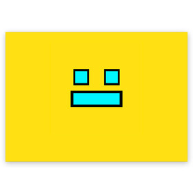 Поздравительная открытка с принтом Geometry Dash Smile в Тюмени, 100% бумага | плотность бумаги 280 г/м2, матовая, на обратной стороне линовка и место для марки
 | Тематика изображения на принте: 2d | dash | demon | demons | devil | game | games | geometry | pixel | pixels | skull | smile | геометрия | демон | дьявол | игра | пикслели | платформер | смайл | смайлик | улыбка | череп