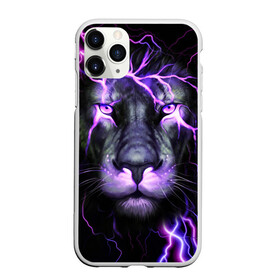 Чехол для iPhone 11 Pro матовый с принтом НЕОНОВЫЙ ЛЕВ NEON LION в Тюмени, Силикон |  | lion | neon | голова | гроза | дикая кошка | животные | кот | кошка | лев | молния | неон | тигр | хищник