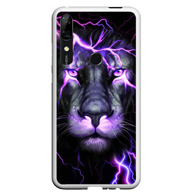 Чехол для Honor P Smart Z с принтом НЕОНОВЫЙ ЛЕВ  NEON LION в Тюмени, Силикон | Область печати: задняя сторона чехла, без боковых панелей | lion | neon | голова | гроза | дикая кошка | животные | кот | кошка | лев | молния | неон | тигр | хищник