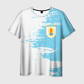Мужская футболка 3D с принтом Сборная Уругвая в Тюмени, 100% полиэфир | прямой крой, круглый вырез горловины, длина до линии бедер | кавани | португалия | россия | спорт | суарес | уругвай | футбол | чемпионат мира | чемпионат мира по футболу | чм | эдинсон кавани